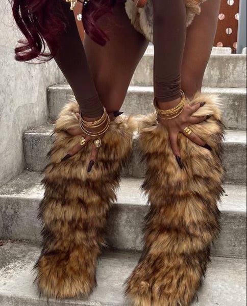 Cocoa Mink Fur Boots (Knee Length)