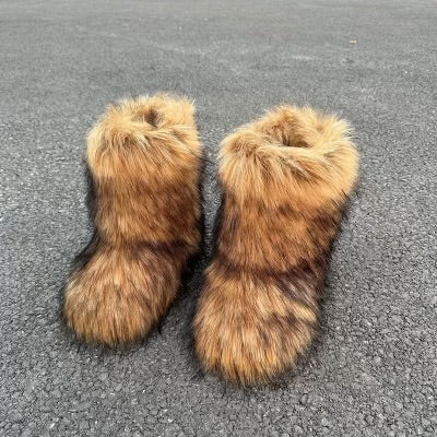 Cocoa Mink Fur Boots (Calf Length)