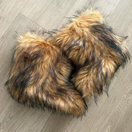 Cocoa Mink Fur Boots (Calf Length)